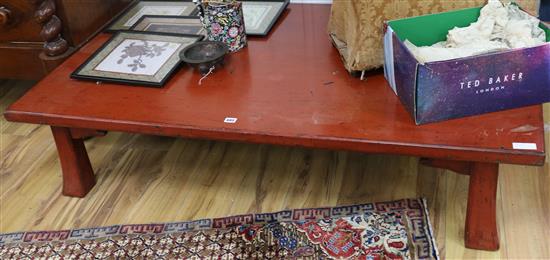 Japanese Negoro lacquer low table, Zataku, late 19th Century 152 x 91 x 34.5